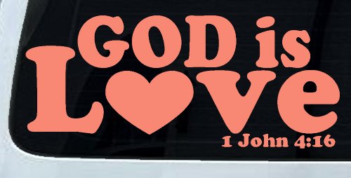 God is Love 1 John 4:16 Christian Car or Truck Window Decal Sticker (Coral)
