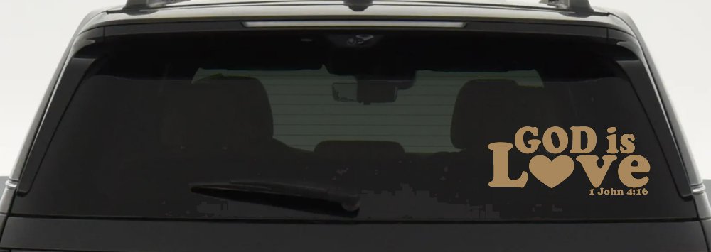 God is Love 1 John 4:16 Christian Car or Truck Window Decal Sticker (Light Brown)