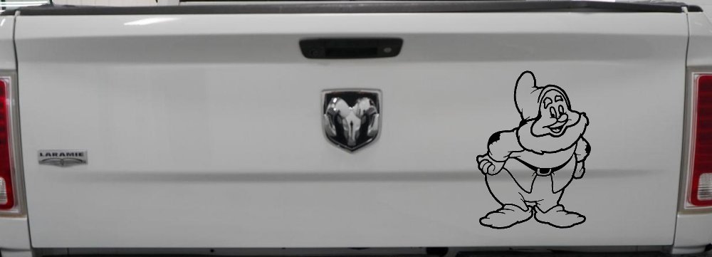 Happy Dwarf Snow White Cartoons Car or Truck Window Vinyl Decal Sticker (Black)