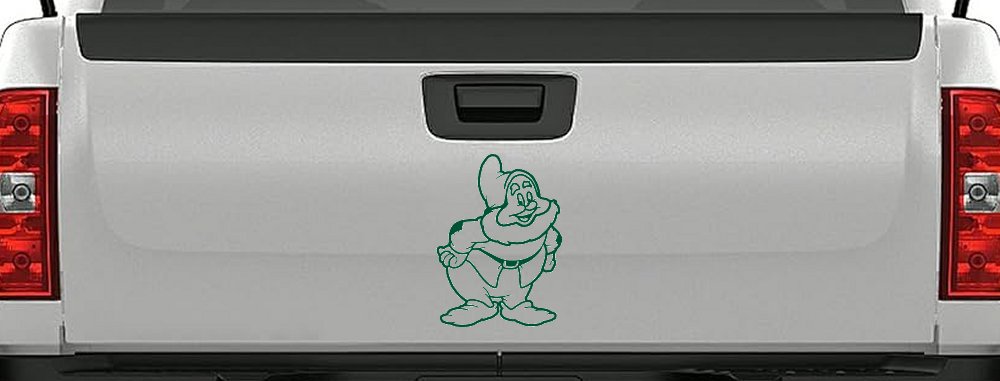 Happy Dwarf Snow White Cartoons Car or Truck Window Decal Sticker (Dark Green)