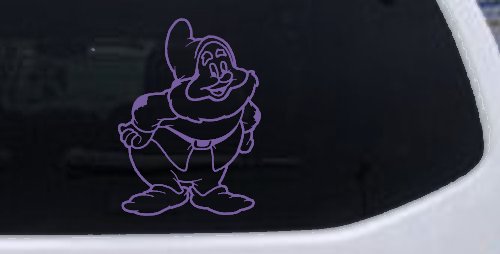 Happy Dwarf Snow White Cartoons Car or Truck Window Decal Sticker (Purple)