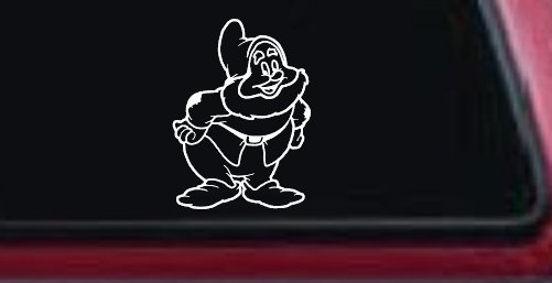 Happy Dwarf Snow White Cartoons Car or Truck Window Vinyl Decal Sticker (White)