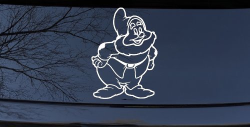 Happy Dwarf Snow White Cartoons Car or Truck Window Vinyl Decal Sticker (White)