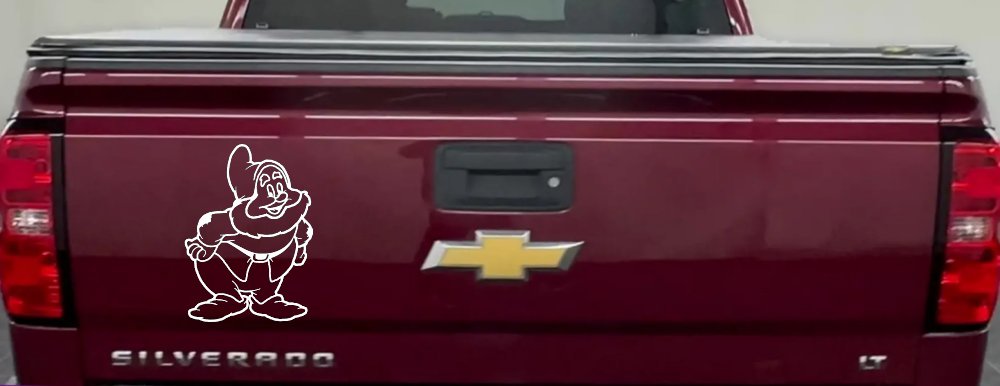 Happy Dwarf Snow White Cartoons Car or Truck Window Decal Sticker (White)