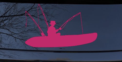 Man Kayak Fishing Car or Truck Window Decal Sticker (Hot Pink)