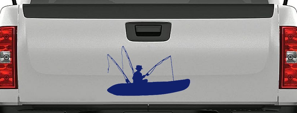 Man Kayak Fishing Car or Truck Window Decal Sticker (Navy)