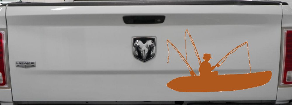 Man Kayak Fishing Car or Truck Window Decal Sticker (Nut Brown)