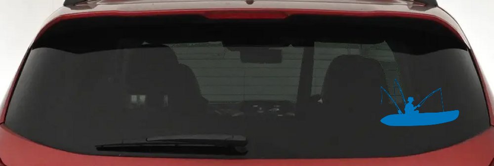 Man Kayak Fishing Car or Truck Window Decal Sticker (Sky Blue)