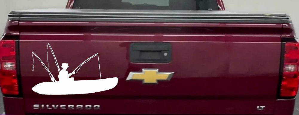 Man Kayak Fishing Car or Truck Window Decal Sticker