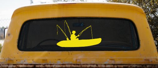 Man Kayak Fishing Car or Truck Window Decal Sticker