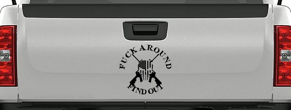 FAFO F*ck Around and Find Out with Flag Skull AR 15 Country Car or Truck Window Decal Sticker