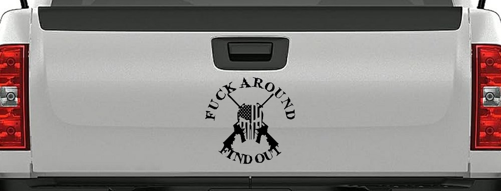 FAFO F*ck Around and Find Out with Flag Skull AR 15 Country Car or Truck Window Decal Sticker