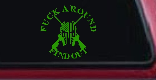 FAFO F*ck Around and Find Out with Flag Skull AR 15 Country Car or Truck Window Decal Sticker