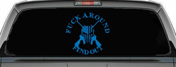FAFO F*ck Around and Find Out with Flag Skull AR 15 Country Car or Truck Window Decal Sticker