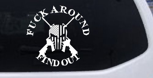 FAFO F*ck Around and Find Out with Flag Skull AR 15 Country Car or Truck Window Decal Sticker