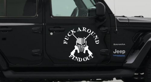 FAFO F*ck Around and Find Out with Flag Skull AR 15 Country Car or Truck Window Decal Sticker (White)