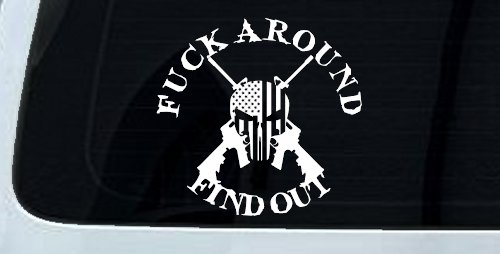 FAFO F*ck Around and Find Out with Flag Skull AR 15 Country Car or Truck Window Decal Sticker