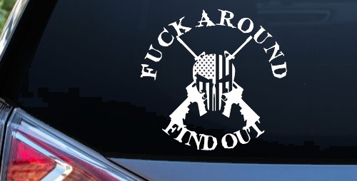 FAFO F*ck Around and Find Out with Flag Skull AR 15 Country Car or Truck Window Decal Sticker