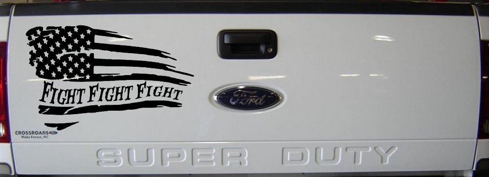Fight Fight Fight American Flag Patriotic Car or Truck Window Decal Sticker (Black)