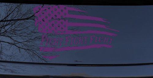 Fight Fight Fight American Flag Patriotic Car or Truck Window Decal Sticker (Violet)