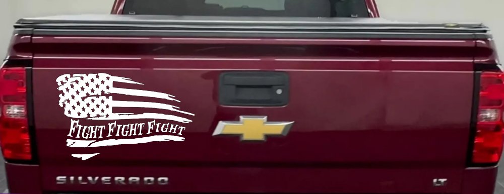 Fight Fight Fight American Flag Patriotic Car or Truck Window Vinyl Decal Sticker (White)