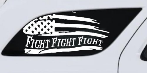 Fight Fight Fight American Flag Patriotic Car or Truck Window Decal Sticker (White)