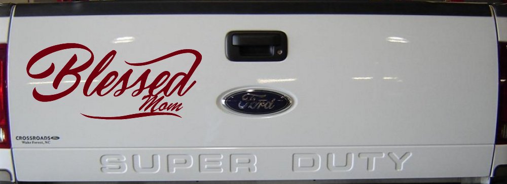 Blessed Mom Car or Truck Window Vinyl Decal Sticker (Burgundy)