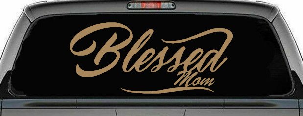 Blessed Mom Car or Truck Window Decal Sticker (Light Brown)
