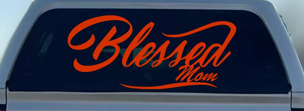Blessed Mom Car or Truck Window Decal Sticker (Orange Red)