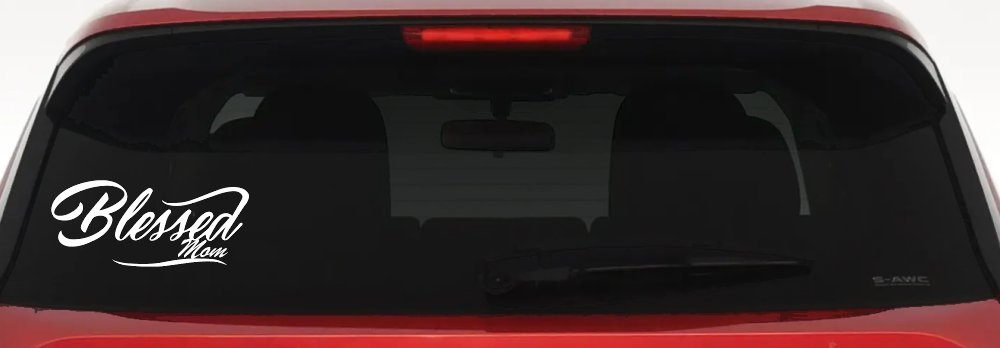 Blessed Mom Car or Truck Window Vinyl Decal Sticker (White)