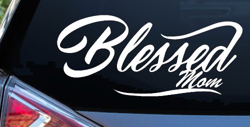 Blessed Mom Car or Truck Window Vinyl Decal Sticker (White)