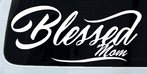 Blessed Mom Car or Truck Window Vinyl Decal Sticker (White)