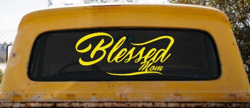 Blessed Mom Car or Truck Window Vinyl Decal Sticker (Yellow)