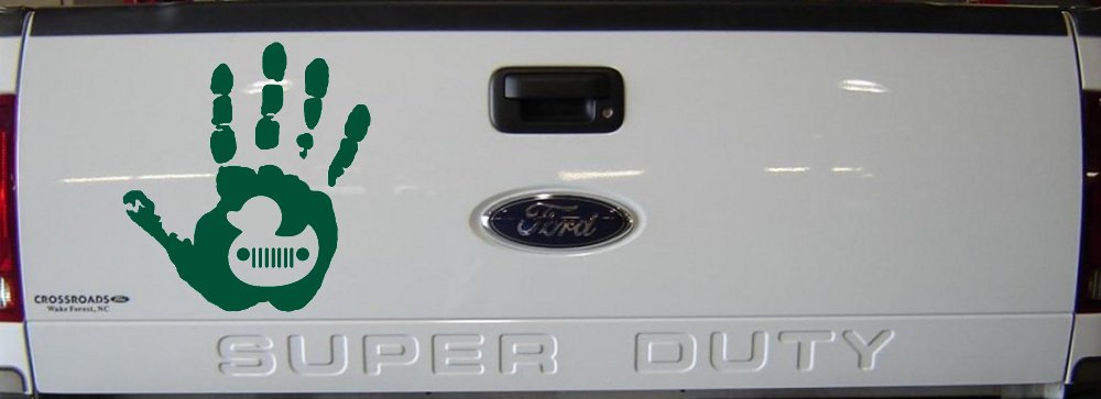 Muddy Wave Hand with Rubber Duck Off Road Car or Truck Window Decal Sticker (Dark Green)