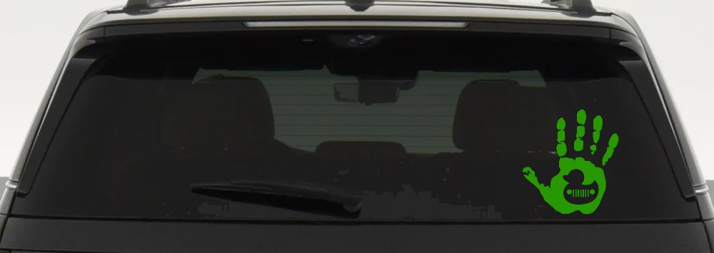 Muddy Wave Hand with Rubber Duck Off Road Car or Truck Window Decal Sticker (Lime)