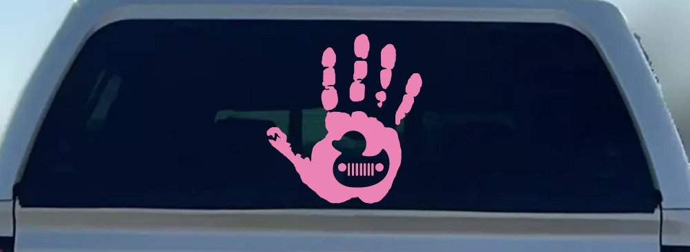 Muddy Wave Hand with Rubber Duck Off Road Car or Truck Window Decal Sticker (Pink)