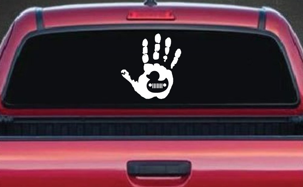 Muddy Wave Hand with Rubber Duck Off Road Car or Truck Window Decal Sticker