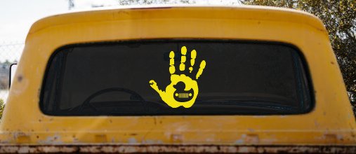 Muddy Wave Hand with Rubber Duck Off Road Car or Truck Window Vinyl Decal Sticker (Yellow)