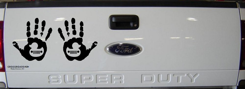 2 pack Left and Right Muddy Wave Hand Rubber Duck Off Road Car or Truck Window Vinyl Decal Sticker (Black)