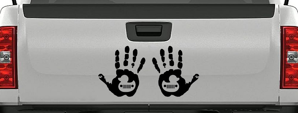 2 pack Left and Right Muddy Wave Hand Rubber Duck Off Road Car or Truck Window Decal Sticker (Black)