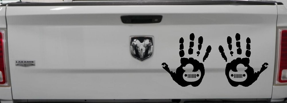 2 pack Left and Right Muddy Wave Hand Rubber Duck Off Road Car or Truck Window Decal Sticker (Black)