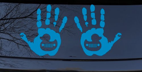 2 pack Left and Right Muddy Wave Hand Rubber Duck Off Road Car or Truck Window Decal Sticker (Blue)