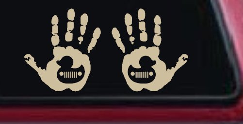 2 pack Left and Right Muddy Wave Hand Rubber Duck Off Road Car or Truck Window Vinyl Decal Sticker (Desert Sand)