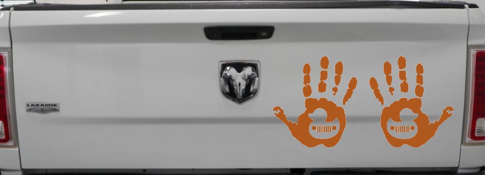 2 pack Left and Right Muddy Wave Hand Rubber Duck Off Road Car or Truck Window Decal Sticker (Nut Brown)