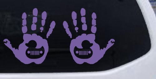 2 pack Left and Right Muddy Wave Hand Rubber Duck Off Road Car or Truck Window Decal Sticker (Purple)