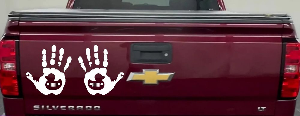 2 pack Left and Right Muddy Wave Hand Rubber Duck Off Road Car or Truck Window Vinyl Decal Sticker (White)