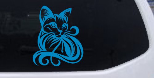 Swirl Cat Car or Truck Window Decal Sticker (Blue)