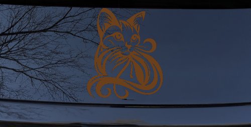 Swirl Cat Car or Truck Window Decal Sticker (Copper)