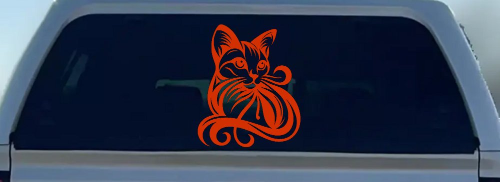 Swirl Cat Car or Truck Window Decal Sticker (Orange Red)