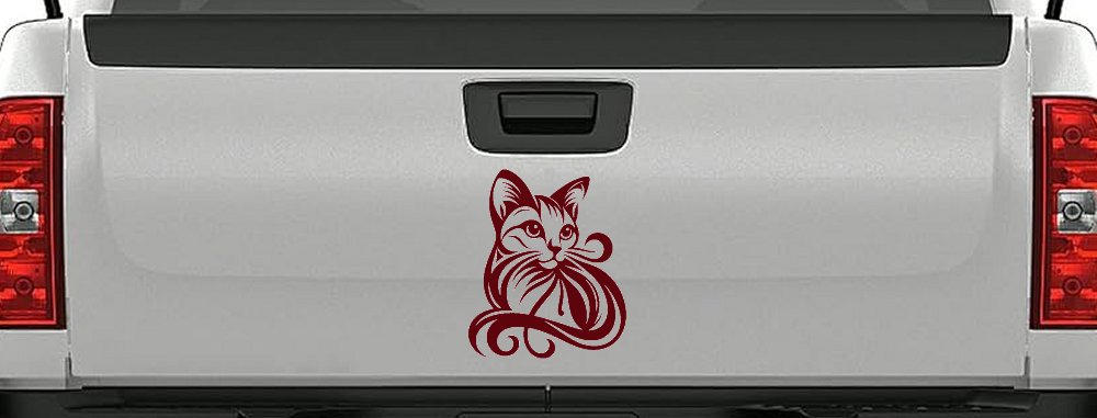 Swirl Cat Car or Truck Window Decal Sticker (Purple Red)
